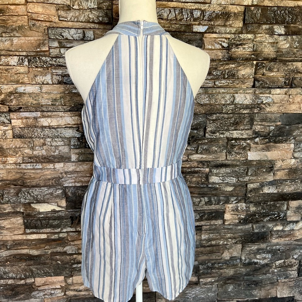 Crystal Sky Halter Romper in Navy and White - Picture 4 of 14